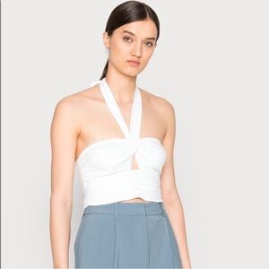 Abercrombie & Fitch White Twist Halter Crop Top